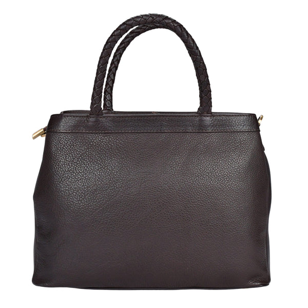 Leren mid-size handtas Beau achterkant