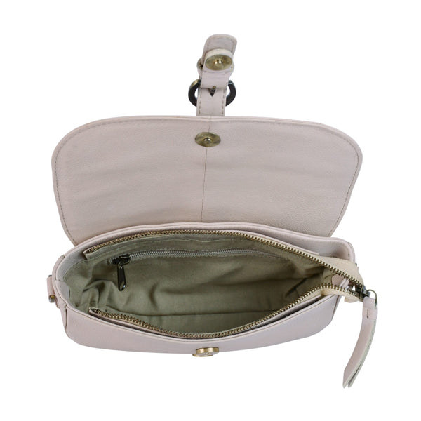 Leren schoudertas Maia binnenkant