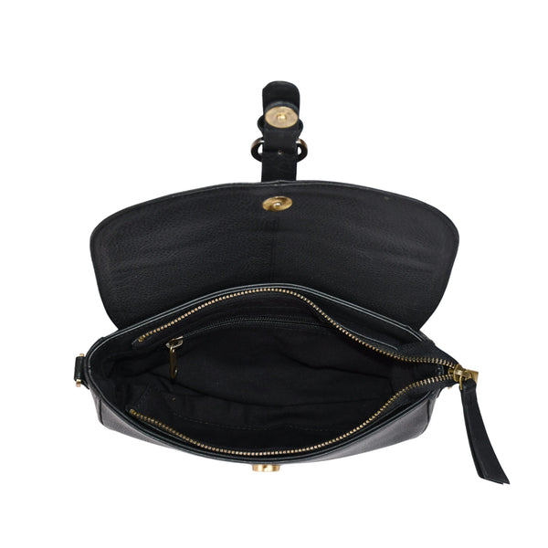 Leren schoudertas Maia binnenkant