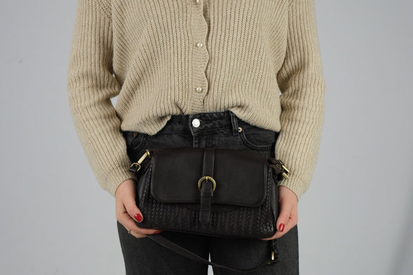 Leren schoudertas Lua bruin afbeelding 18