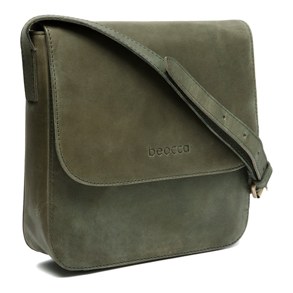 Leren Schoudertas Niba groen afbeelding 7